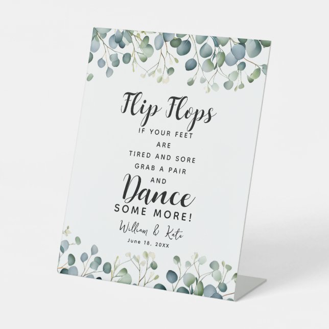 greenery foliage wedding flip flops wedding sign (Front)