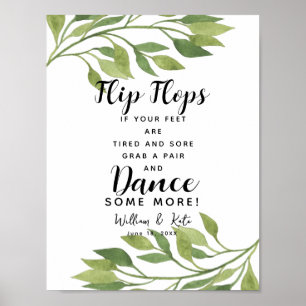 greenery foliage wedding flip flops wedding sign