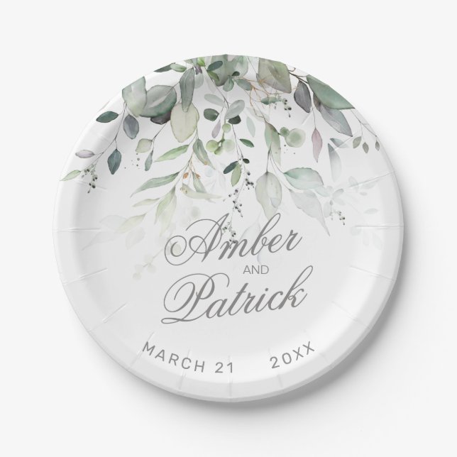 Greenery Foliage Wedding  Paper Plate (Front)