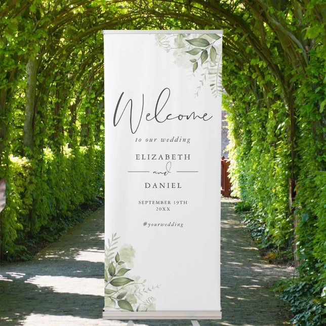 Greenery Foliage Wedding Welcome Retractable Banner (Creator Uploaded)