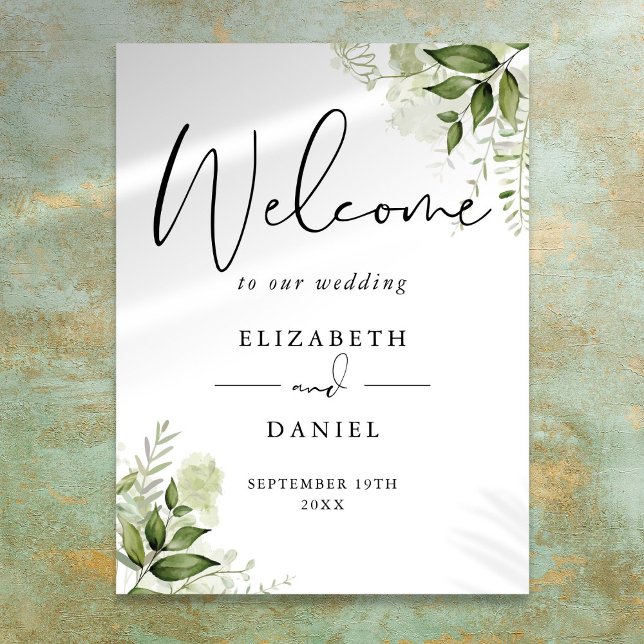Greenery Foliage Wedding Welcome Sign (Greenery Foliage Wedding Welcome Sign)