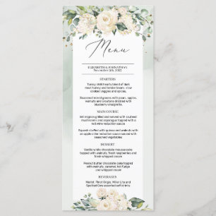 Greenery Foliage White Roses Boho Wedding Menu