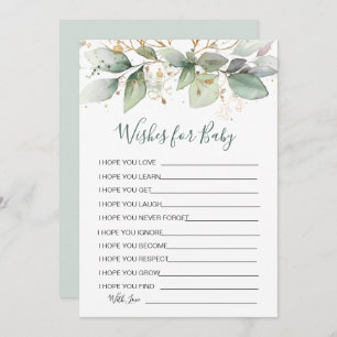 Greenery foliage Wishes for Baby Shower Game Invitation