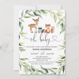 Greenery Foliage Woodland Baby Shower Invitation