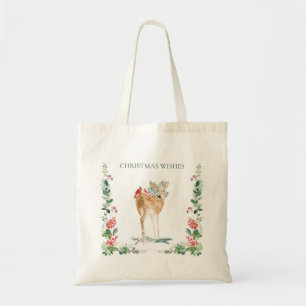 Greenery Foliage Woodland Fawn Deer Tote Bag