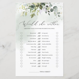 Greenery foliage Would she rather bridal game