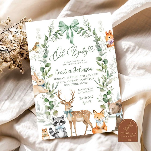 Greenery Forest Animal Baby Shower Invitation (Creator Uploaded)
