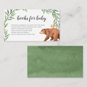 Greenery Forest Animals Baby Shower Books for Baby Enclosure Card