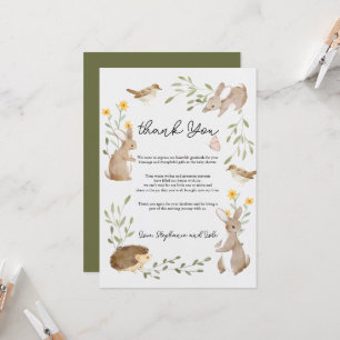 Greenery forest animals Baby Shower Thank you Card