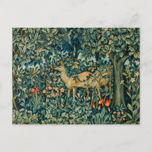 GREENERY,FOREST ANIMALS DOES Floral Christmas Postcard