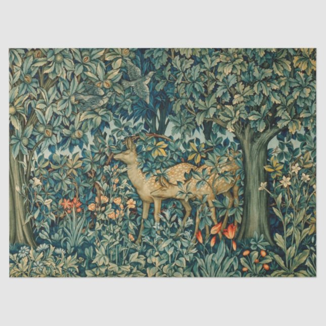 GREENERY,FOREST ANIMALS DOES Floral Christmas   Tissue Paper (Front)