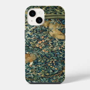 GREENERY,FOREST ANIMALS Fox ,Pheasant,Green Floral iPhone 14 Case
