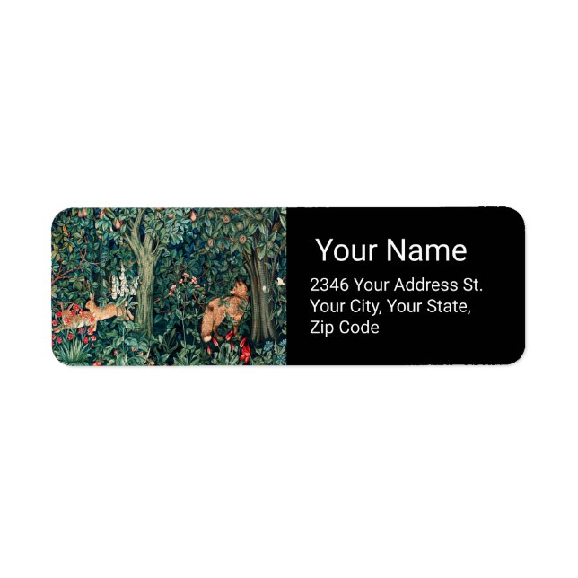 GREENERY,FOREST ANIMALS Hares ,Fox,Green Floral  (Front)