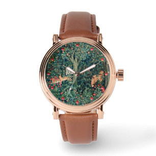 GREENERY,FOREST ANIMALS Hares ,Fox,Green Floral Watch