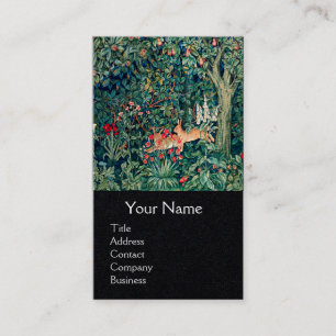 GREENERY,FOREST ANIMALS Hares ,Green Floral Business Card