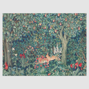 GREENERY,FOREST ANIMALS Hares ,Green Floral Tissue Paper