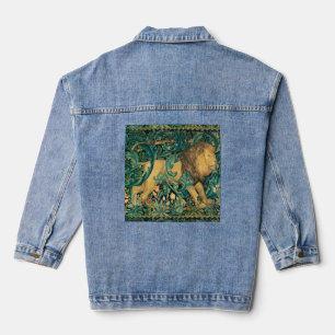 GREENERY,FOREST ANIMALS LION Floral  Denim Jacket