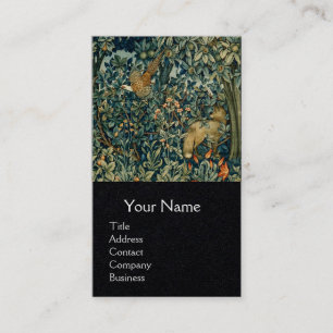 GREENERY,FOREST ANIMALS Pheasant ,Fox,Green Floral Business Card