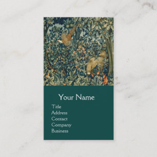 GREENERY,FOREST ANIMALS Pheasant ,Fox,Green Floral Business Card