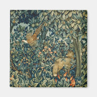 GREENERY,FOREST ANIMALS Pheasant ,Fox,Green Floral
