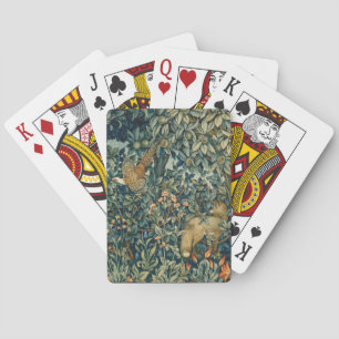 GREENERY,FOREST ANIMALS Pheasant ,Fox,Green Leaves Playing Cards