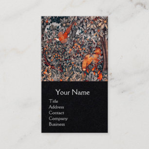 GREENERY,FOREST ANIMALS Pheasant ,Red Fox,Floral Business Card