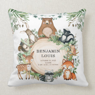 Greenery Forest Woodland Animals Nursery Decor Cushion