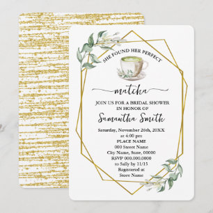 Greenery Found Her Perfect Matcha Bridal Shower Invitation