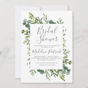 Greenery Frame Bridal Shower Invitation