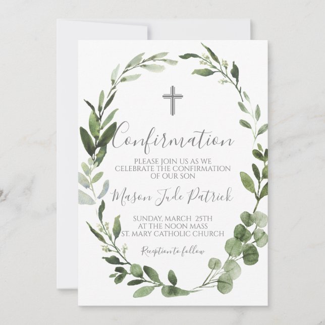 Greenery Frame Confirmation Invitation (Front)