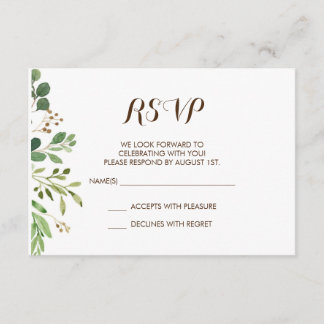Greenery Frame Greens Wedding Invitation RSVP Card