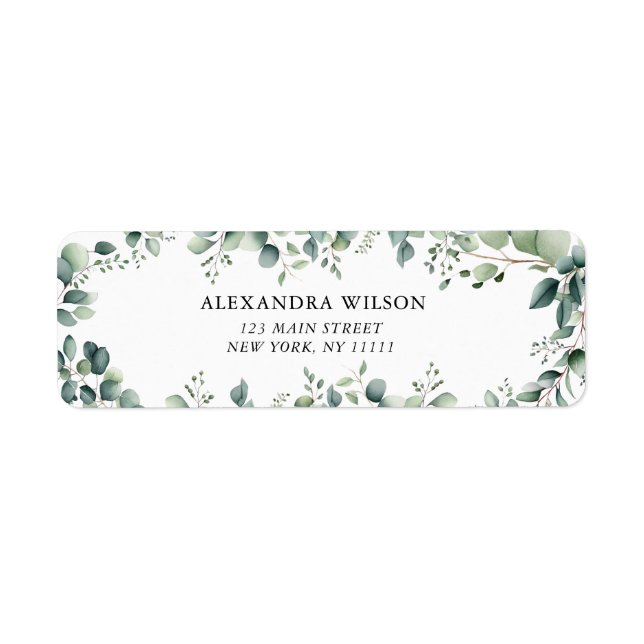 Greenery Frame Modern Return Address Label (Front)