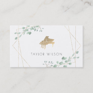 greenery frame pianist business card