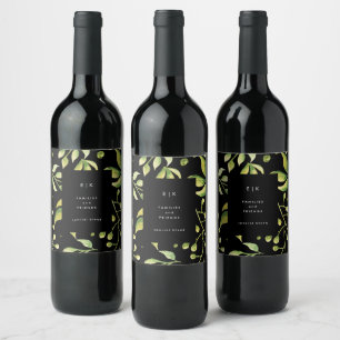 Greenery Fresh Leaf Modern Wedding Wine Label