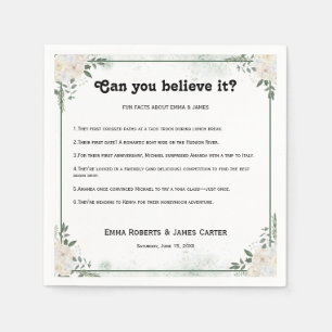 Greenery Fun Facts Modern Wedding Napkins