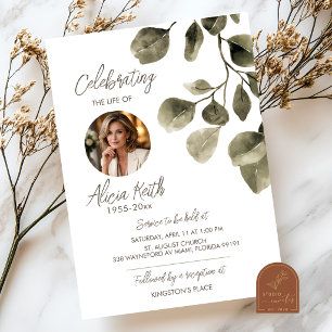 Greenery Funeral Announcement