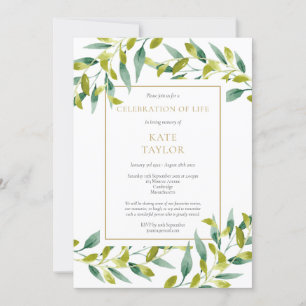 Greenery Funeral Celebration of Life Invitation