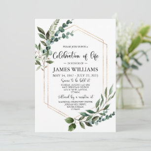 Greenery Funeral Celebration of life Invitation