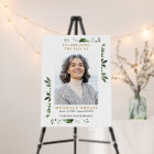 Greenery Funeral Celebration Of Life Photo Sign