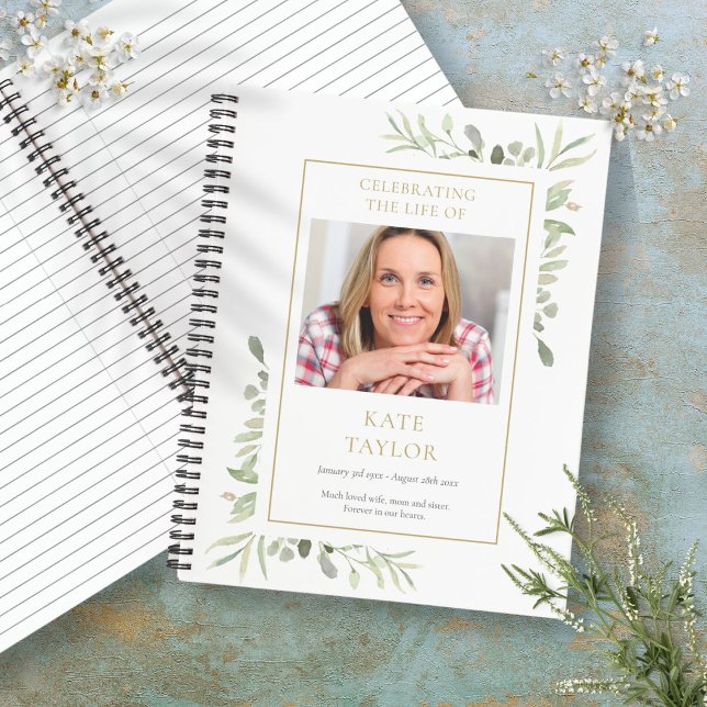 Greenery Funeral Memorial Celebration Guestbook Notebook (Greenery Funeral Memorial Celebration Guestbook Notebook)