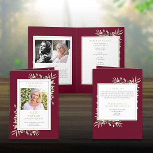 Greenery Funeral Memorial Folded Order Of Service Programme