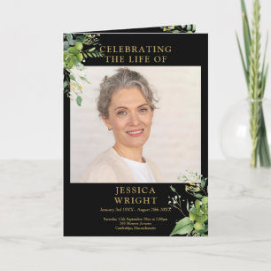 Greenery Funeral Memorial Order Of Service Folded Programme