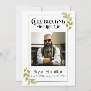 Greenery Funeral Memorial Order Of Service Program Invitation