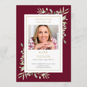 Greenery Funeral Memorial Order Of Service Program Programme