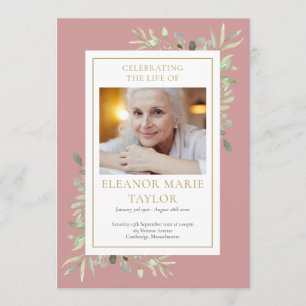 Greenery Funeral Memorial Order Of Service Program Programme