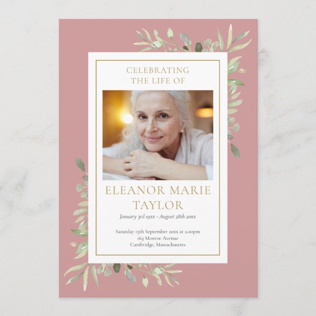 Greenery Funeral Memorial Order Of Service Program Programme (Front)