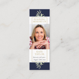 Greenery Funeral Memorial Poem Photo Bookmark Mini Business Card