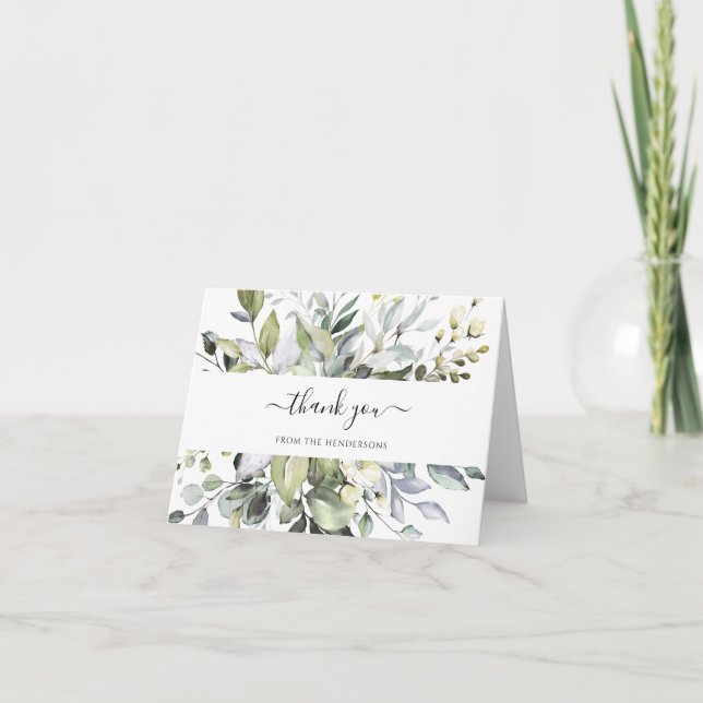 Greenery Funeral Memorial Wedding Shower Folded Thank You Card (Front)