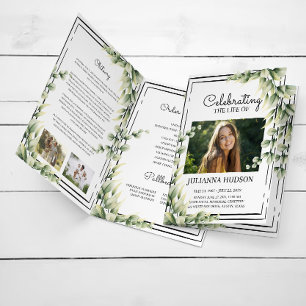 Greenery Funeral, Order of Service Folded Program Programme