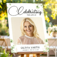 Greenery Funeral Photo Memorial Welcome Sign